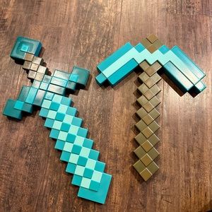 Minecraft Diamond Pickaxe and Diamond Sword like new
